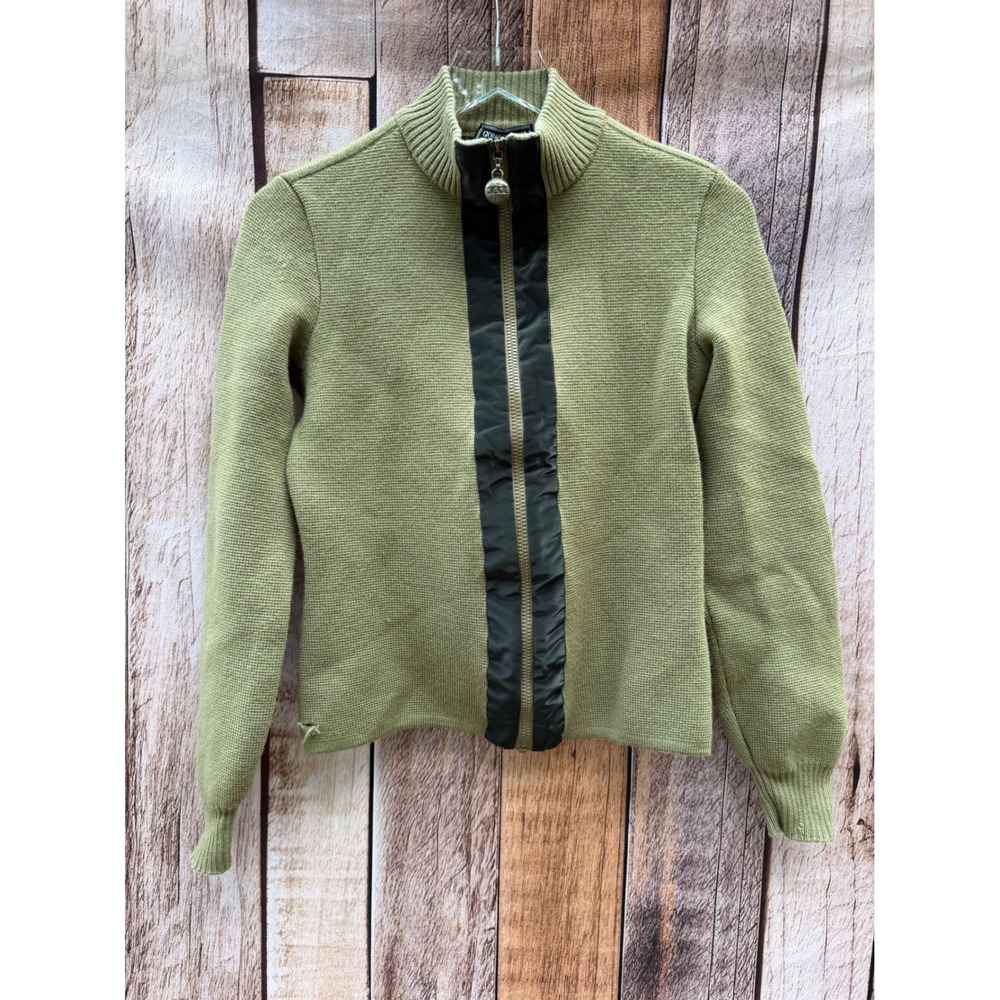 Giorgio Armani G.A. Neve Wool Zip Cardigan Sweater Green Italy Flaw Italian 44